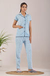 Sweet Moon Knit Cotton Pyjama Set - Baby Sky — thumbnail 1